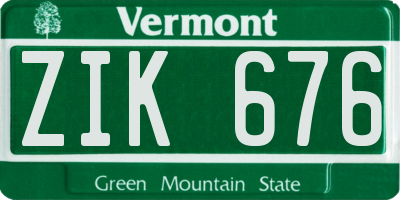 VT license plate ZIK676