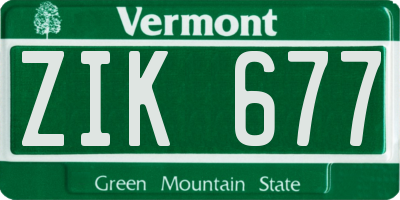 VT license plate ZIK677