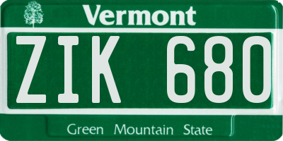 VT license plate ZIK680
