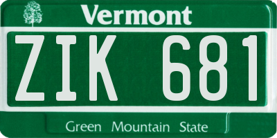 VT license plate ZIK681