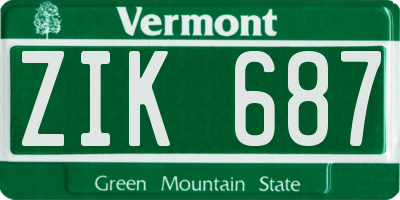 VT license plate ZIK687