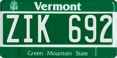 VT license plate ZIK692
