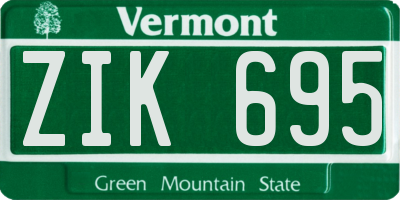 VT license plate ZIK695