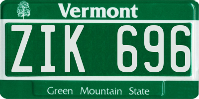 VT license plate ZIK696