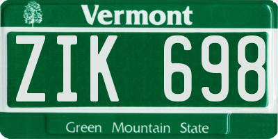 VT license plate ZIK698