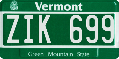 VT license plate ZIK699