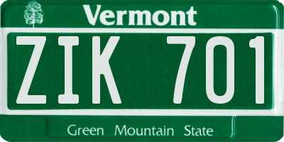 VT license plate ZIK701