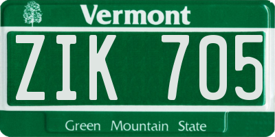VT license plate ZIK705