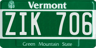 VT license plate ZIK706