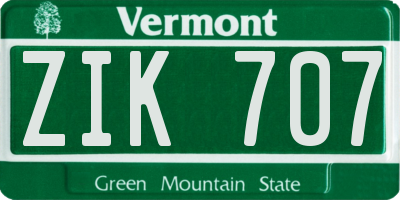 VT license plate ZIK707