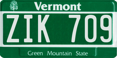 VT license plate ZIK709