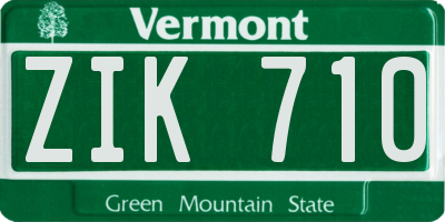 VT license plate ZIK710