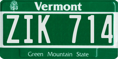 VT license plate ZIK714