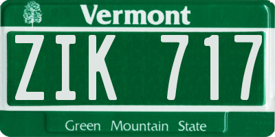 VT license plate ZIK717