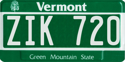 VT license plate ZIK720