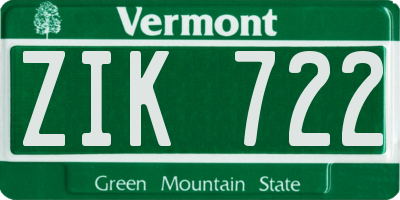 VT license plate ZIK722