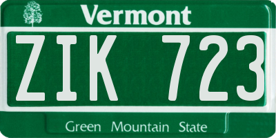 VT license plate ZIK723