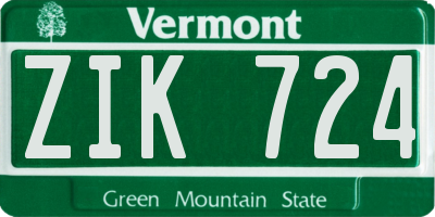 VT license plate ZIK724