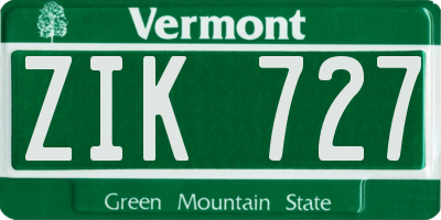 VT license plate ZIK727