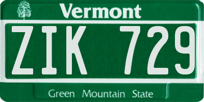VT license plate ZIK729