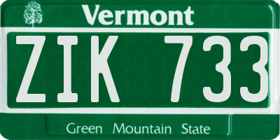 VT license plate ZIK733