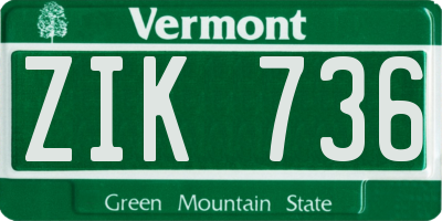 VT license plate ZIK736