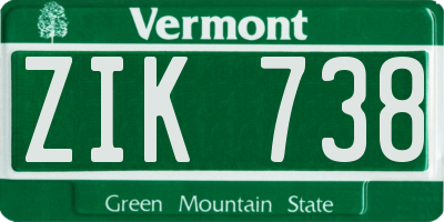 VT license plate ZIK738