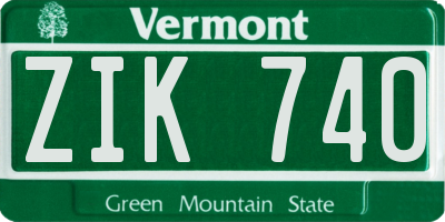 VT license plate ZIK740