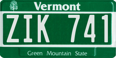 VT license plate ZIK741