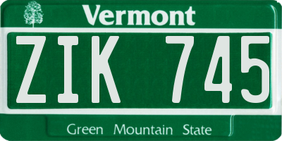 VT license plate ZIK745