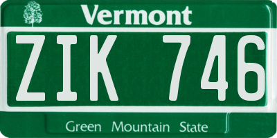 VT license plate ZIK746