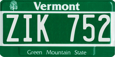 VT license plate ZIK752