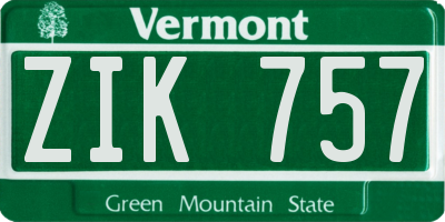 VT license plate ZIK757