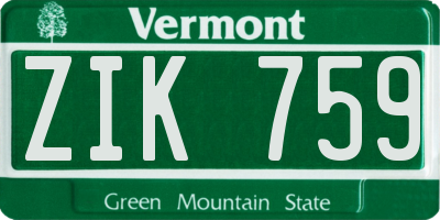 VT license plate ZIK759