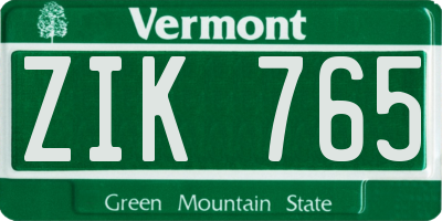 VT license plate ZIK765