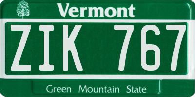 VT license plate ZIK767