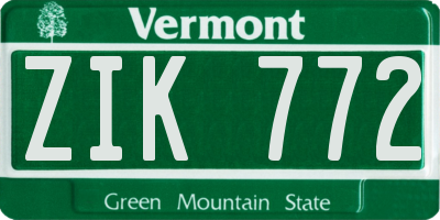 VT license plate ZIK772