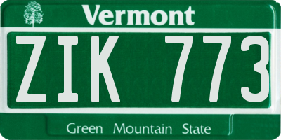 VT license plate ZIK773