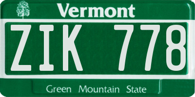 VT license plate ZIK778
