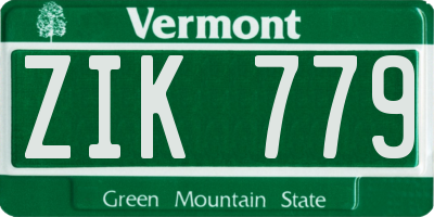 VT license plate ZIK779