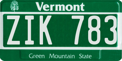 VT license plate ZIK783