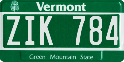 VT license plate ZIK784