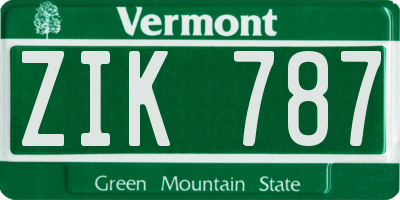 VT license plate ZIK787