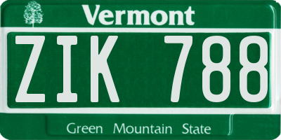 VT license plate ZIK788