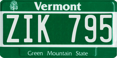 VT license plate ZIK795