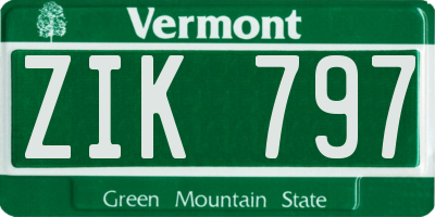 VT license plate ZIK797