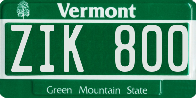 VT license plate ZIK800