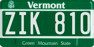 VT license plate ZIK810
