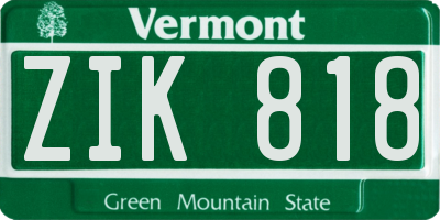 VT license plate ZIK818