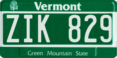 VT license plate ZIK829